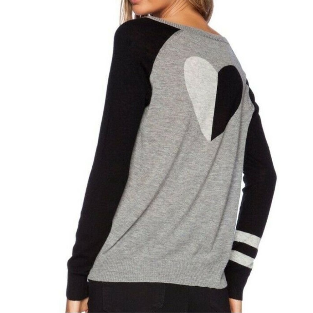 Sundry V-neck Cashmere Wool Heart Sweater